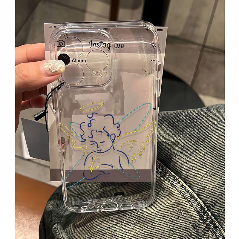 Line Angel Boy Soft Fashion Phone Case For iPhone 17 Pro Max 16 Pro 15 Plus 14 13 mini 12 11 16E 17 Air Case
