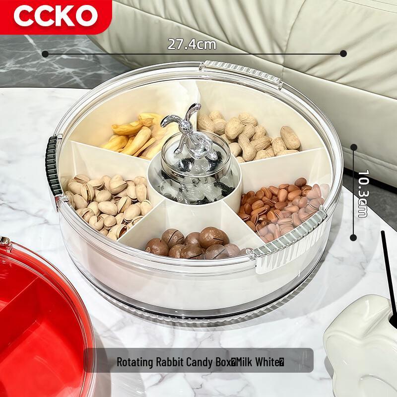 CCKO Rotating Divided Snack and Fruit Tray with Lid