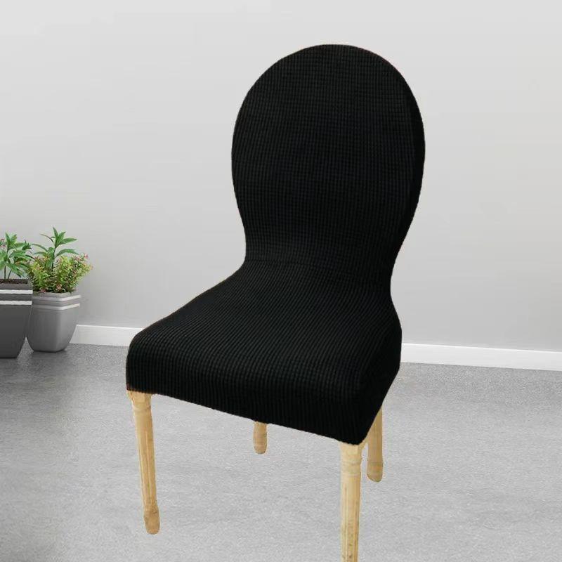 

Oval Dining Table Chair Cover Backrest Round Back Chair Cover Jacquard Adjustable Chair Pad Case Seat Cover 1pcs chair cover чорний