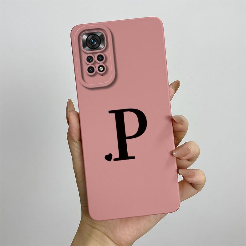 For Xiaomi Redmi Note 11 11S 4G 5G Case Cute Initial Letters Soft Liquid Silicone Shell For Redmi Note11 11 S 11 Pro Funda Capa