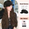 Elegant Women'S Black Baseball Cap With Adjustable Hat Wig - Long Straight Synthetic Hair, One Piece