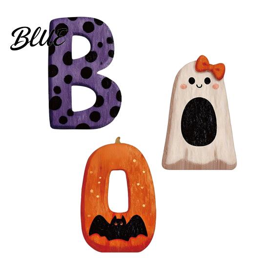 Small Halloween Figurine 3Pcs/Set Wooden Statues Letter Bat Pumpkin Ghost with Bowknot Deisgn Entrance Decoration Desktop Ornaments Holiday