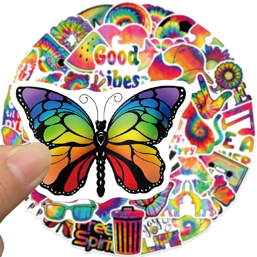 50 Cartoon Colorful Tie-dye Graffiti Stickers Personalized Decorative Guitar Notebook Suitcase DIY Waterproof Stickers