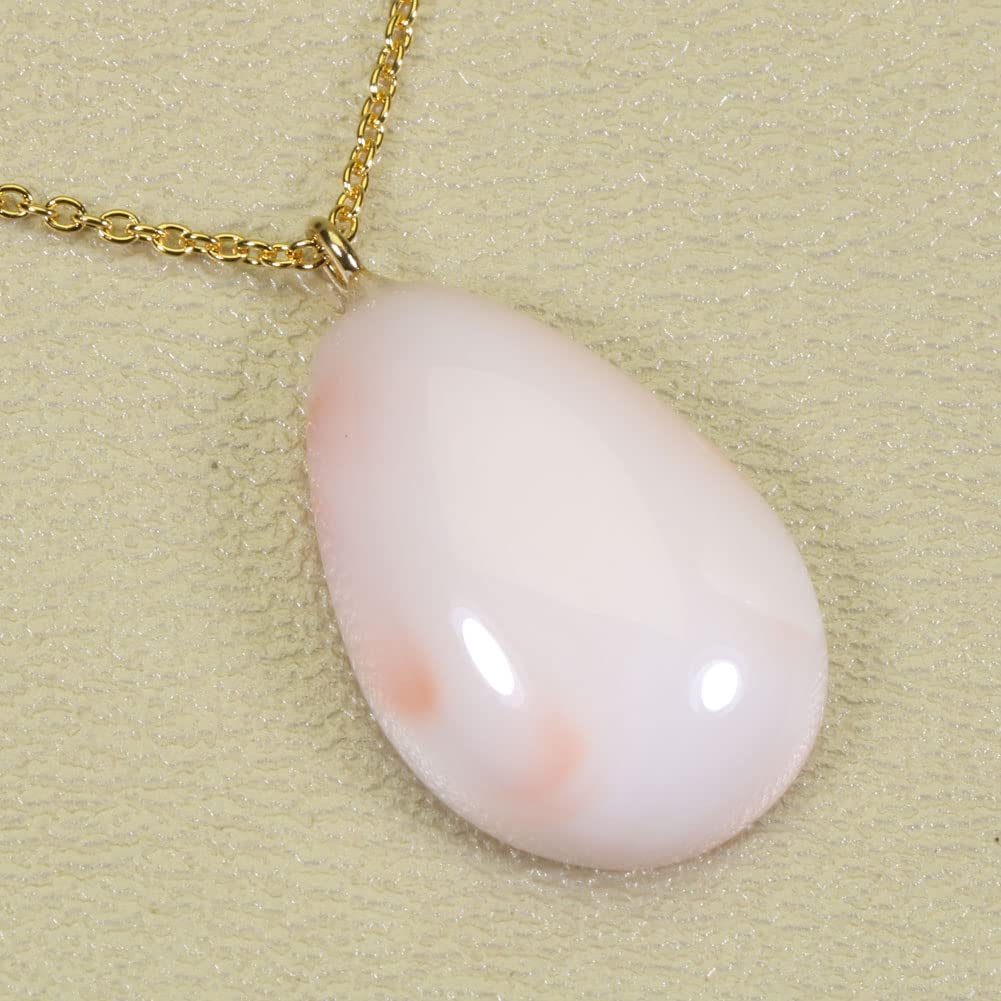 Mid-Coral Pink Pendant, Teardrop Shape, Undyed, SANSUI