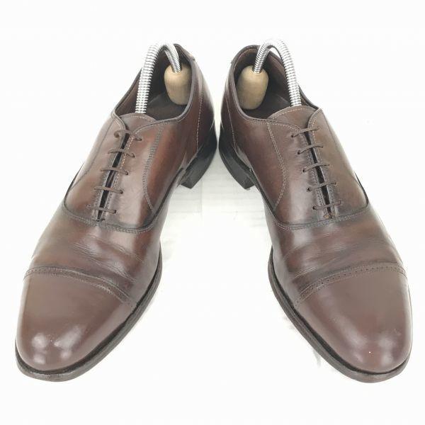 Vintage 80er-90er FOOT JOY Leder Lochmuster Kappe Zehenkappe Kleid Business Schuhe Größe 27.5 Braun(GEBRAUCHT)