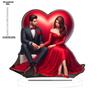 Modern Acrylic Love & Happiness Couple Statue - Romantic Heart-Shaped Rose Design - 2D Flat Acrylic Desktop Ornament