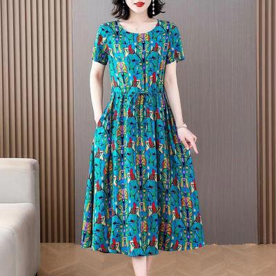 Summer Elegant Dresses Ladies  Slim Short Sleeve Casual Summer Women's Dresses Korean Style Vintage Clothes
