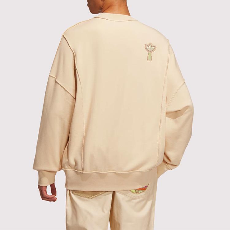 adidas Originals Series Cartoon Embroidery Crew Neck Pullover Sweatshirt Men Tops Crag-Sandstorm Earth IP7549