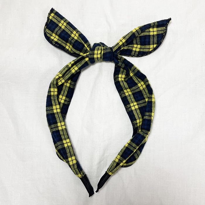 Korean Check Headband with Soft Wire and Standing Ribbon [Cherie Mimi] Children's