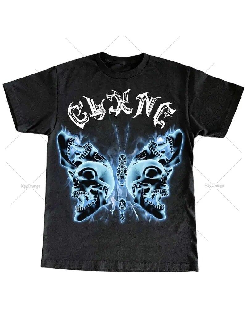 

Футболка с рисунком y2k, американская уличная хлопковая футболка с принтом черепа, унисекс, гот, Harajuku, модная повседневная свободная верхняя одежда с короткими рукавами 4XL