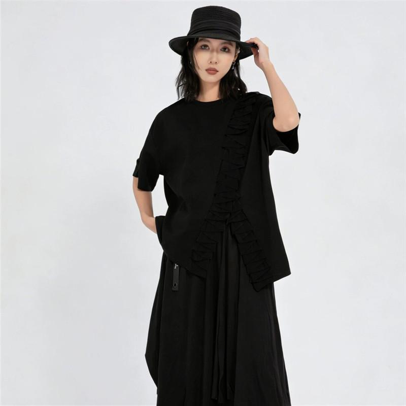 Short Sleeve Oversized Vintage Patchwork Casual Loose Summer T Shirt Tops Women T-shirt