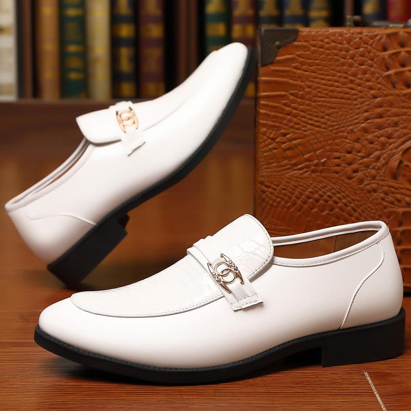 

2025 new spring and summer patent leather glossy large size men s leather shoes white one-pedal business dress youth wedding trend 48