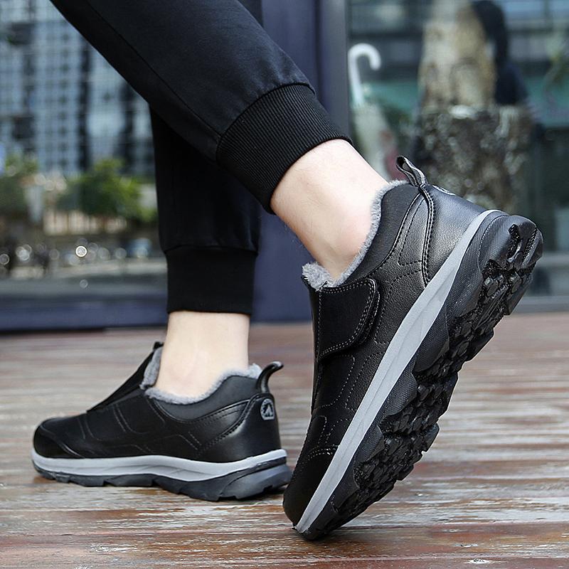 Classic Winter Leather Men's Boots Plush Warm Men's Snow Boots Waterproof Roman Men Work Boots New Large Size Outdoor Warm Boots