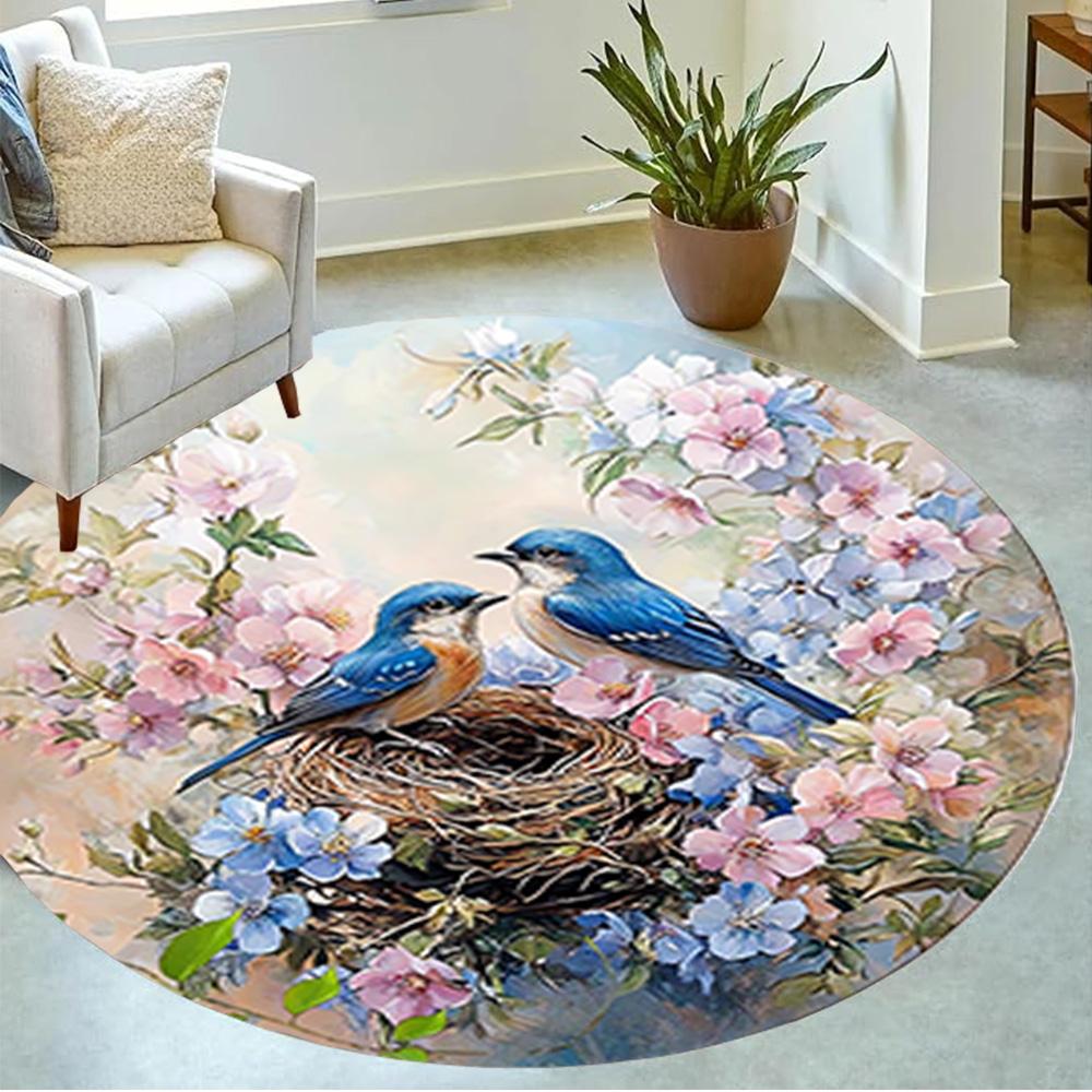 1pc home carpet design for office decor gift living room bedroom non slip colorful hummingbird flowers rug