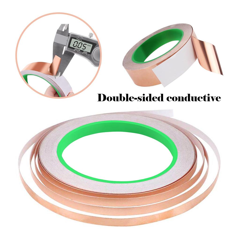 1pcs Length 20M Adhesive Conductive Coppers Foil Tape 3/5/6/8/10/12/15/20/30/50mm Double Sided Conduct Copper Foil Tapes