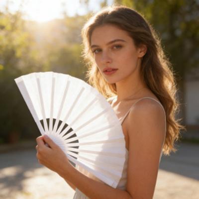 Yousheng Glitter Folding Fan Plastic Ribs Hand Held Fan Portable Summer Fan Decoration Dance Performance Props Party