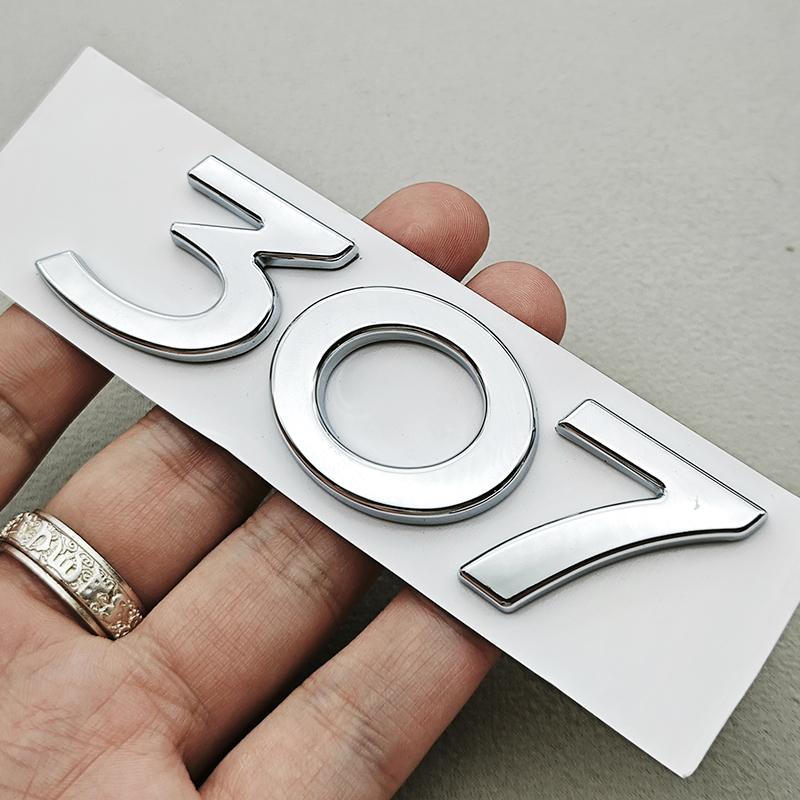 OQUP8 For Peugeot 308 307 301 Car Sticker Emblem Badge Logo Rear Trunk Hood Auto Decal Black Chrome Lettering Exterior Accessories