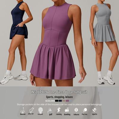 Dare Show Abito Due Pezzi Collo Alto Cloud-Feel: Gonna a trapezio anti-esposizione per corsa all'aperto e tennis