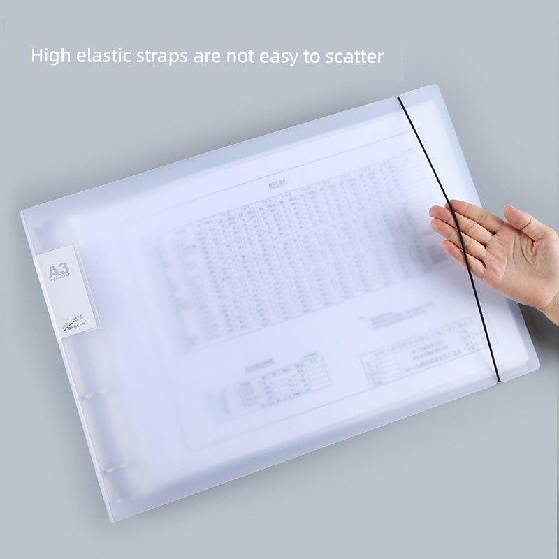 Horizontal A3 Loose-Leaf Binder 8K Folder Horizontal 4-Hole Shell Transparent Material Book 8 Open Vertical Storage Book Insert Bag