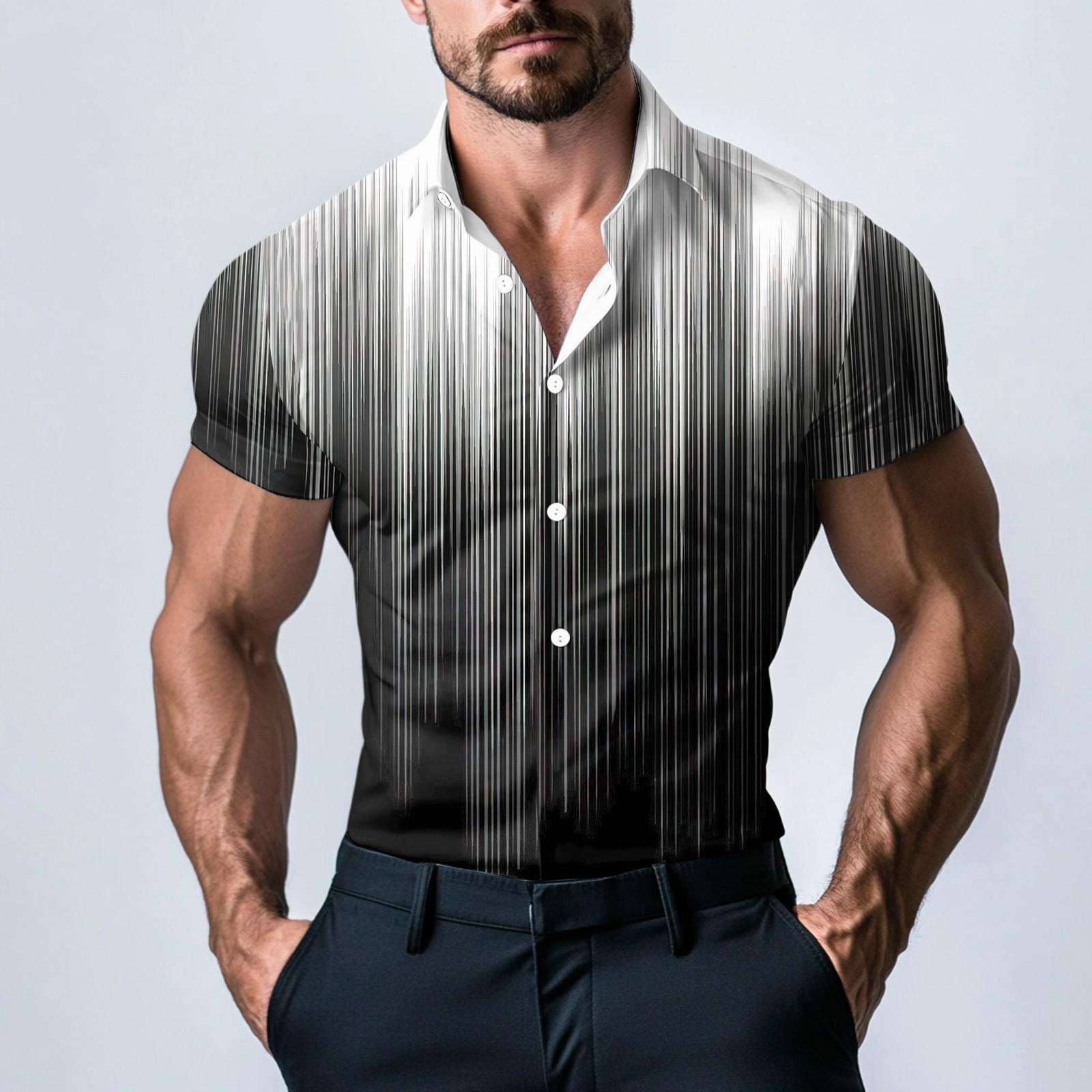 

Мужская модная атласная рубашка с коротким рукавом с принтом XXXL