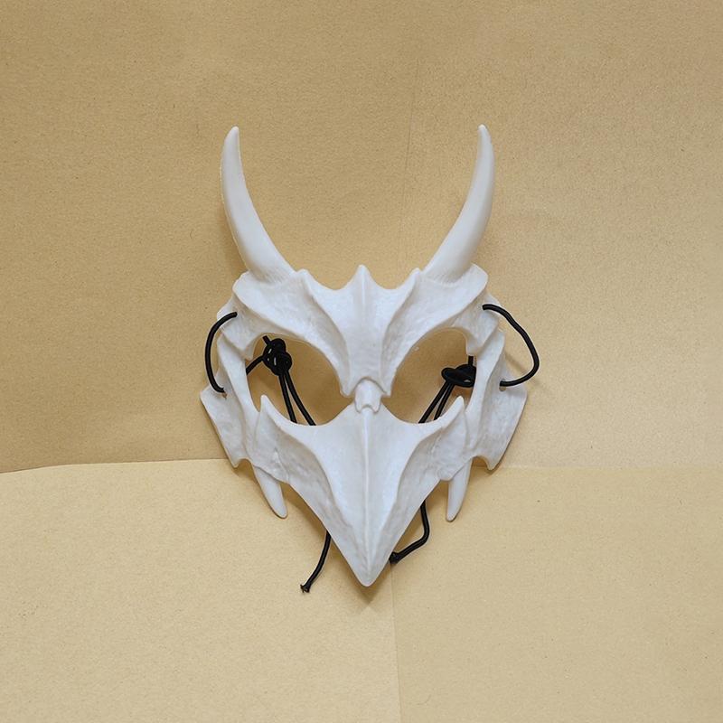 Party Skull Mask Long Teeth Demon Skeleton Half Face Mask Wolf Dragon Tiger Houjuu Nue Mask Cosplay Halloween Costume Props