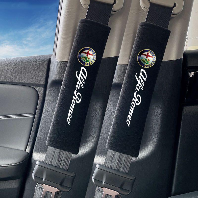 2026 Hot Sticker 2Pcs Car Seat Belt Cover Shoulder Pad For Alfa Romeo Giulia Stelvio Giulietta 156 159 147 Mito Tonale Brera Dis