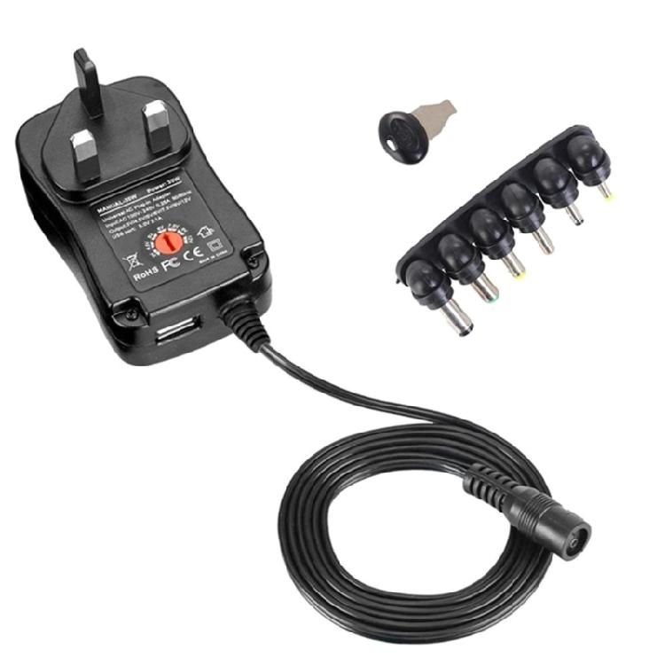 

Portable Universal Power Adapter, 6 Interchangeable Tips, Adjustable Voltage 3V 12V