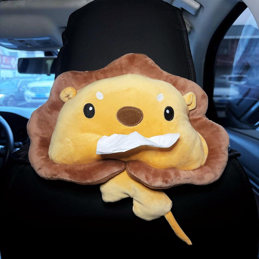 Cute Car Cartoon Plush Tissue Box Cover for Armrest or Seat Back