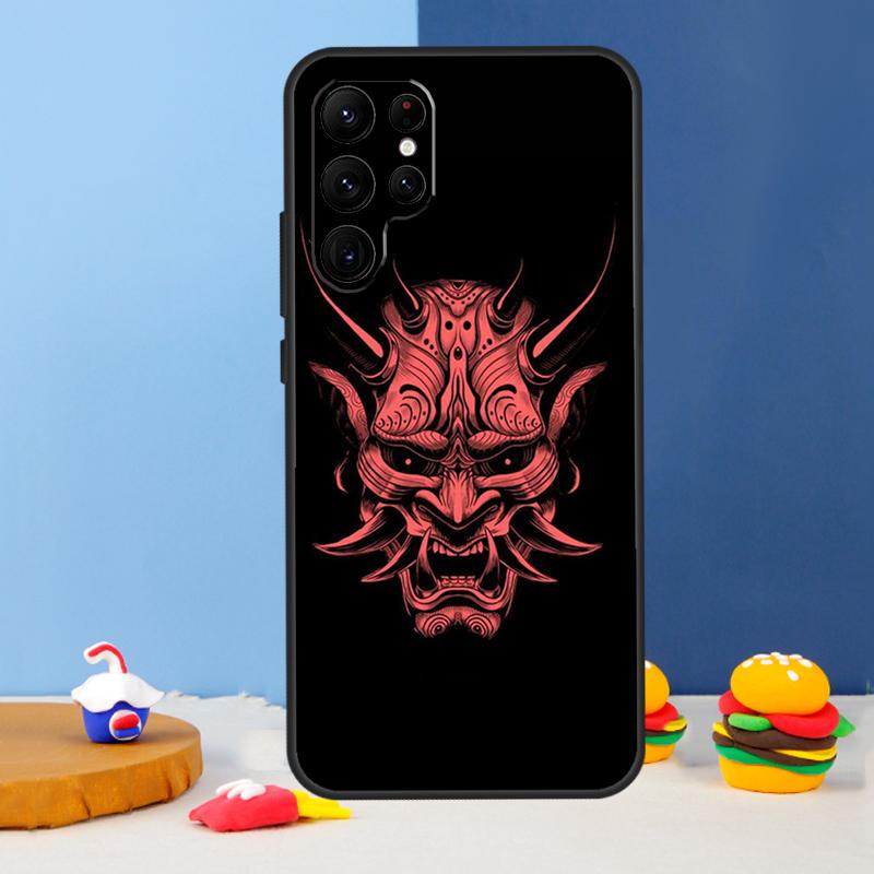 Japanese Samurai Oni Mask Phone Case For Samsung Galaxy S24 Ultra S9 S10 S20 FE S22 S21 S23 Plus S25 Ultra Cover Coque