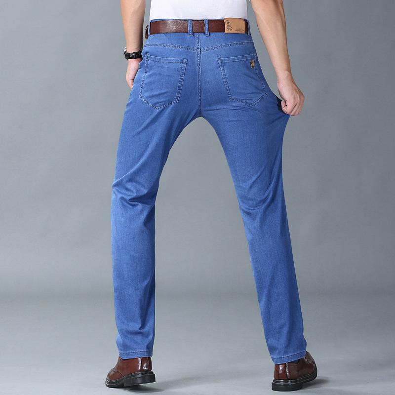Ultratenká část ledové hedvábné džíny pánské letní světlé volné pánské business středního věku pánské kalhoty elastické volnočasové kalhoty