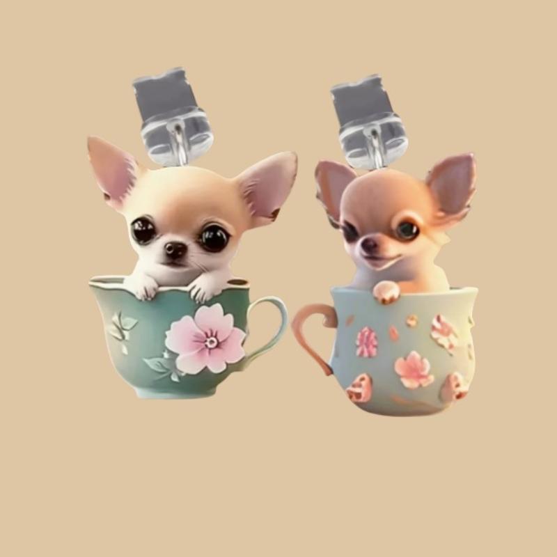 1/3 Stück Niedlicher Chihuahua Acryl Handy Staubschutzanhänger für iPhone, Samsung und Xiaomi
