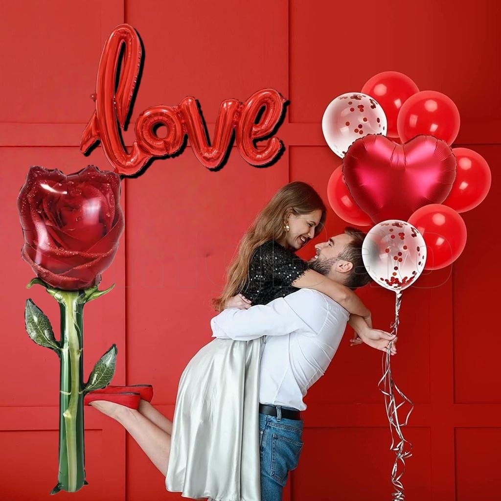 Большой 132см Цветок Розы с 108см Цепочкой LOVE Фольгированные Шары для Дня Святого Валентина Свадьбы Помолвки Юбилея Романтической Вечеринки Декор