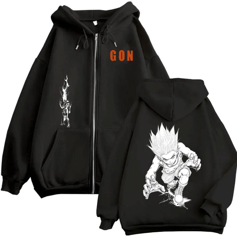 Anime Hunter X Hunter Gon Freecss Zipper Hoodie Men Women Cartoon Manga Zip Up Jacket Men's Cosplay Harajuku Zip Up Sweatshirt