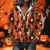 Women's Halloween Print Long Sleeve Hoodie Pullover Sweatshirt