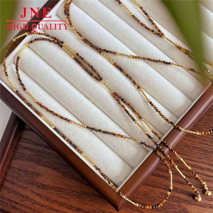 Chinese Style Retro Natural Tigereye Design Necklace Choker Sweater Chain белый