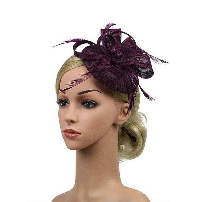 

Horse Racing Federation Hepburn European and American Court Lady Retro Hat Headpiece Women s Dress Cheongsam Accessories Photo Hair Accessory Spring Deep purple