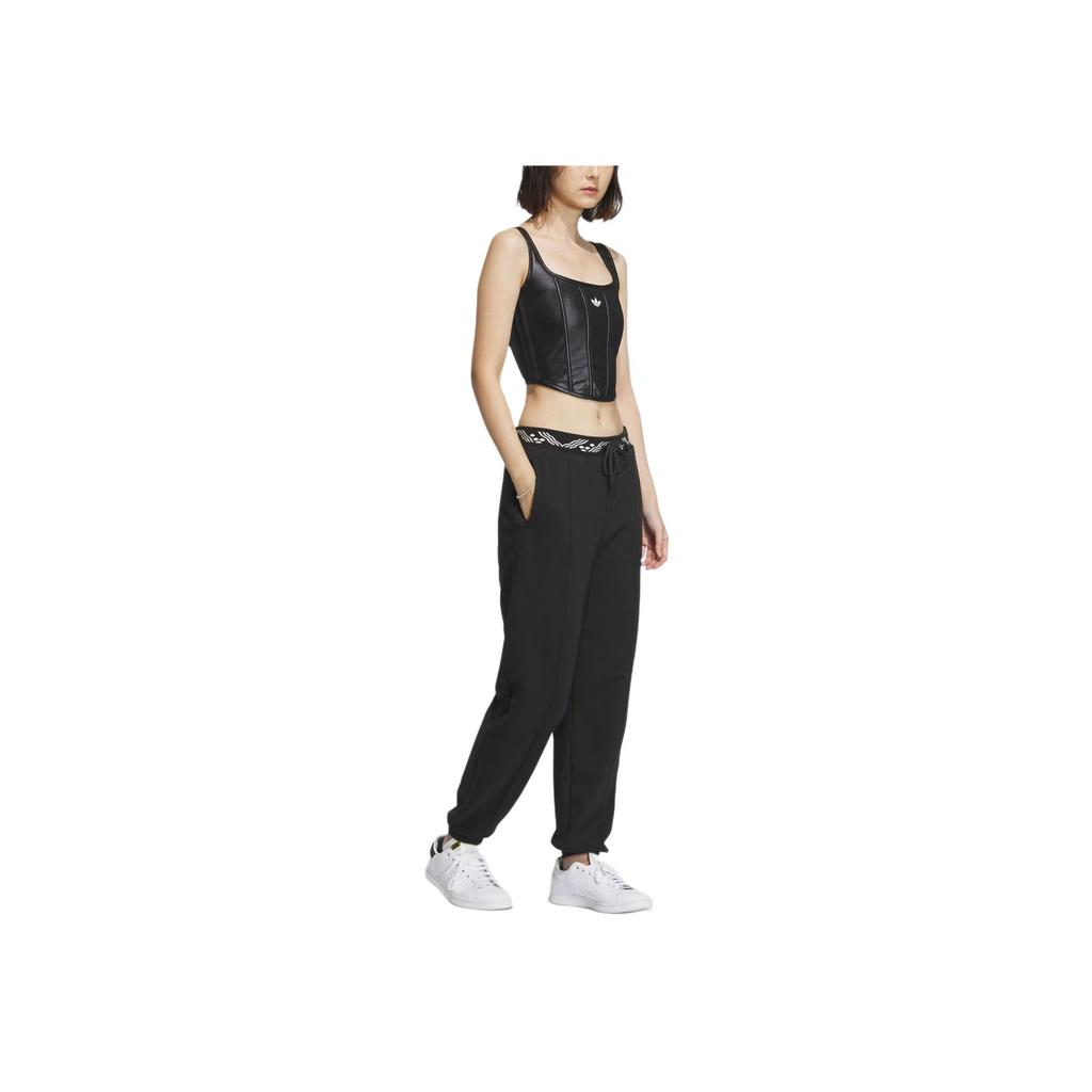 Adidas Originals X Feifei Ruan Collaboration FW23 Fleece Pleated Drawstring Knit Sports Pants Women Bottoms Black IX4239