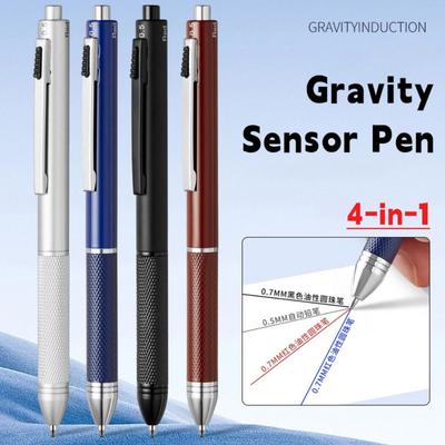 4-in-1 3 Color Ballpoint Pen Metal 0.5mm Mechanical Pencil Simple Writing Pen Student