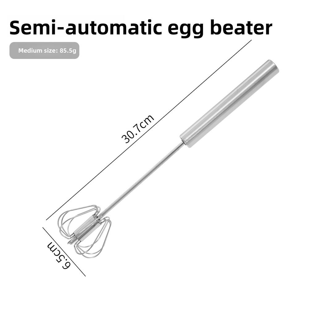 Stainless Steel Handheld Egg Beater With Rotating Whisk For Baking And Cooking