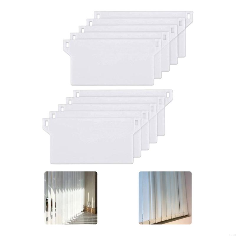 62KD Plastic Base Plate Set of 10 White Vertical Blind Bottom Weight Slats Accessory for Home Bedroom Office Portable