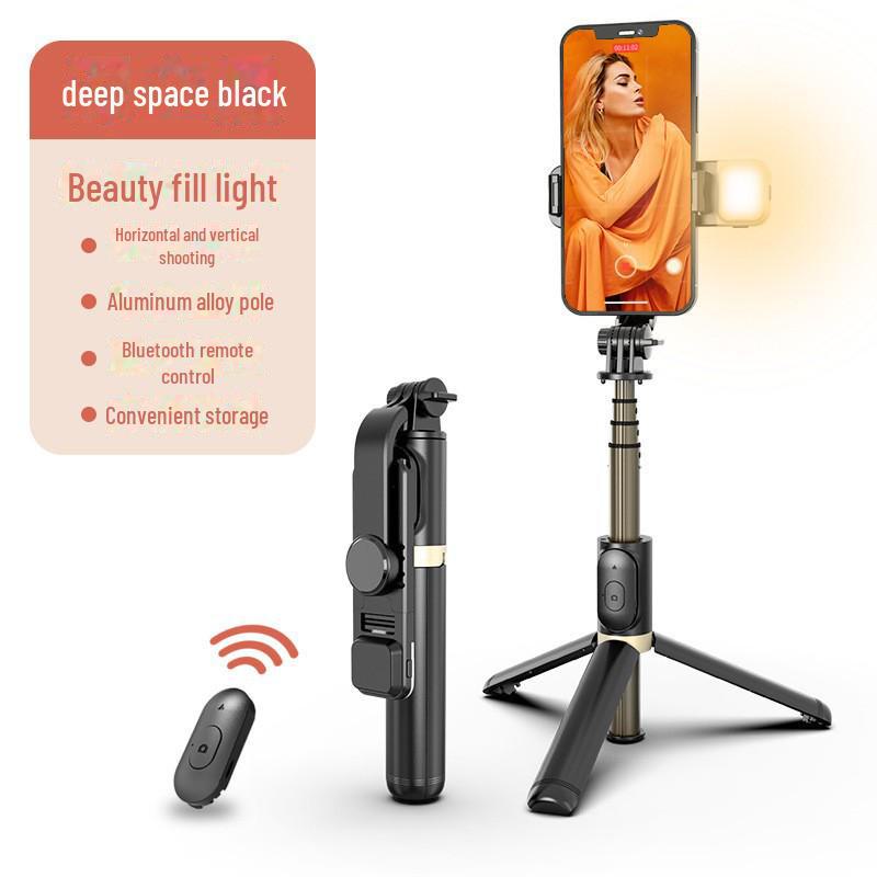 Q02S Bluetooth Selfie Stick with LED Light & Tripod for Live Broadcasts