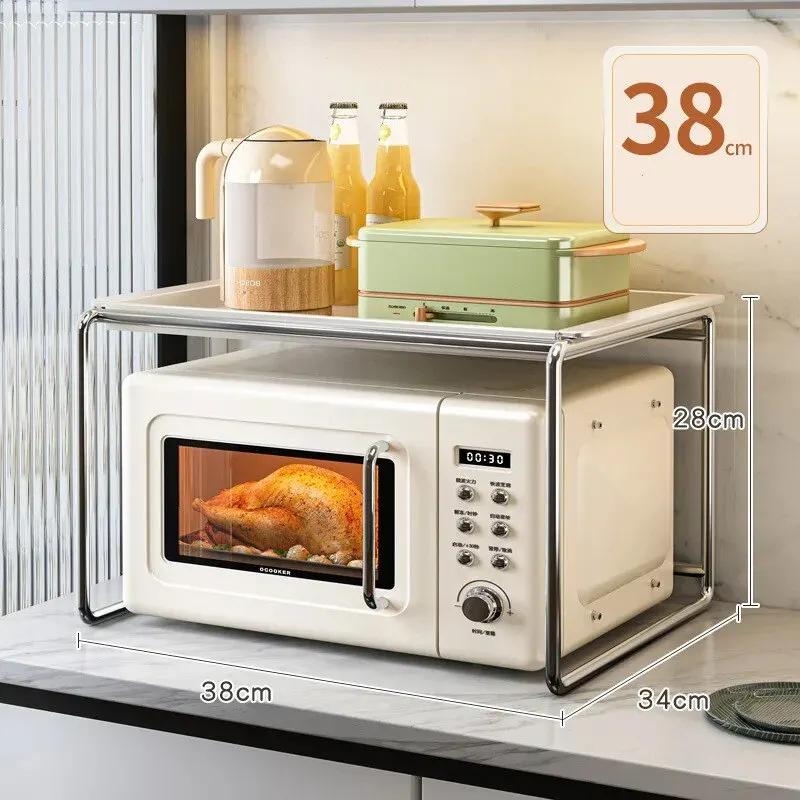 

Kitchen Microwave Oven Rack 2 Layers Multifunctional Desktop Seasonings Storage Shelf Dish Drying Organizer Stand Home Shelves L