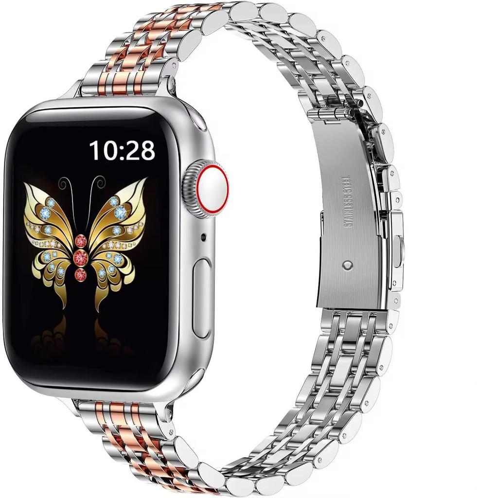 Doskonała bransoletka ogniwkowa ze stali nierdzewnej dla kobiet Do opaski Apple Watch Seria 11/8/7/6/10/9 40mm 41mm 38mm 42mm 44mm 45mm 46mm Pasek