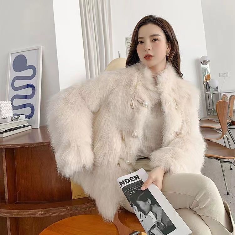 New autumn and winter imitation fox hair light celebrity style pearl imitation fur coat Mao Mao fashion coat