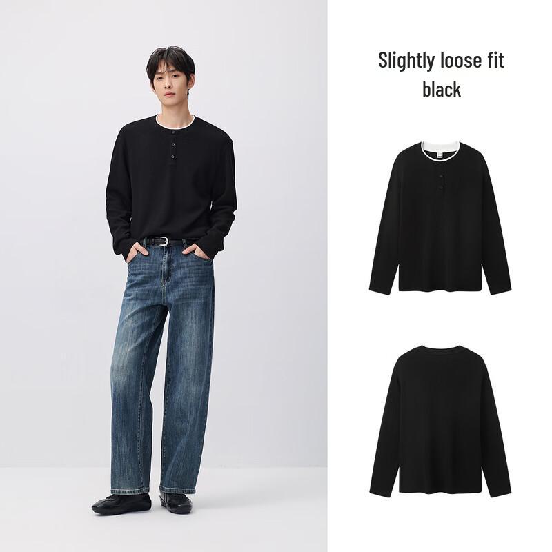 Semir Men's Winter Waffle Knit Henley Long-Sleeve Top