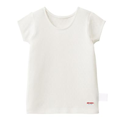 Kurzes Made in White [MIKI HOUSE] T-Shirt, Unterwäsche, Ärmel, schlicht, einfach, Mädchen, Babys, Kinder, Kinderkleidung, antibakteriell, Antivirus, Japan,