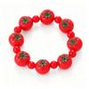 Colorful Fruit Beaded Stretch Bracelet with 3D Strawberry Orange Charms for Women