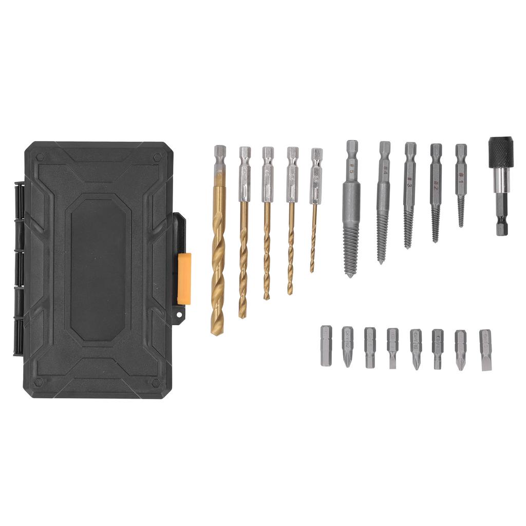 Screw Extractor Set Damaged Broken Bolt Remover Hex Shank Twist Drills with Screwdriver Bit Kit