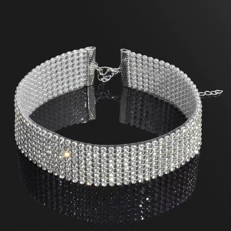 TOP Quality Cool Shiny Rhinestone Bundle Neck Popular Element Collar Necklace Punk Hip Hop Women's Choker Gift Korean Jewelry