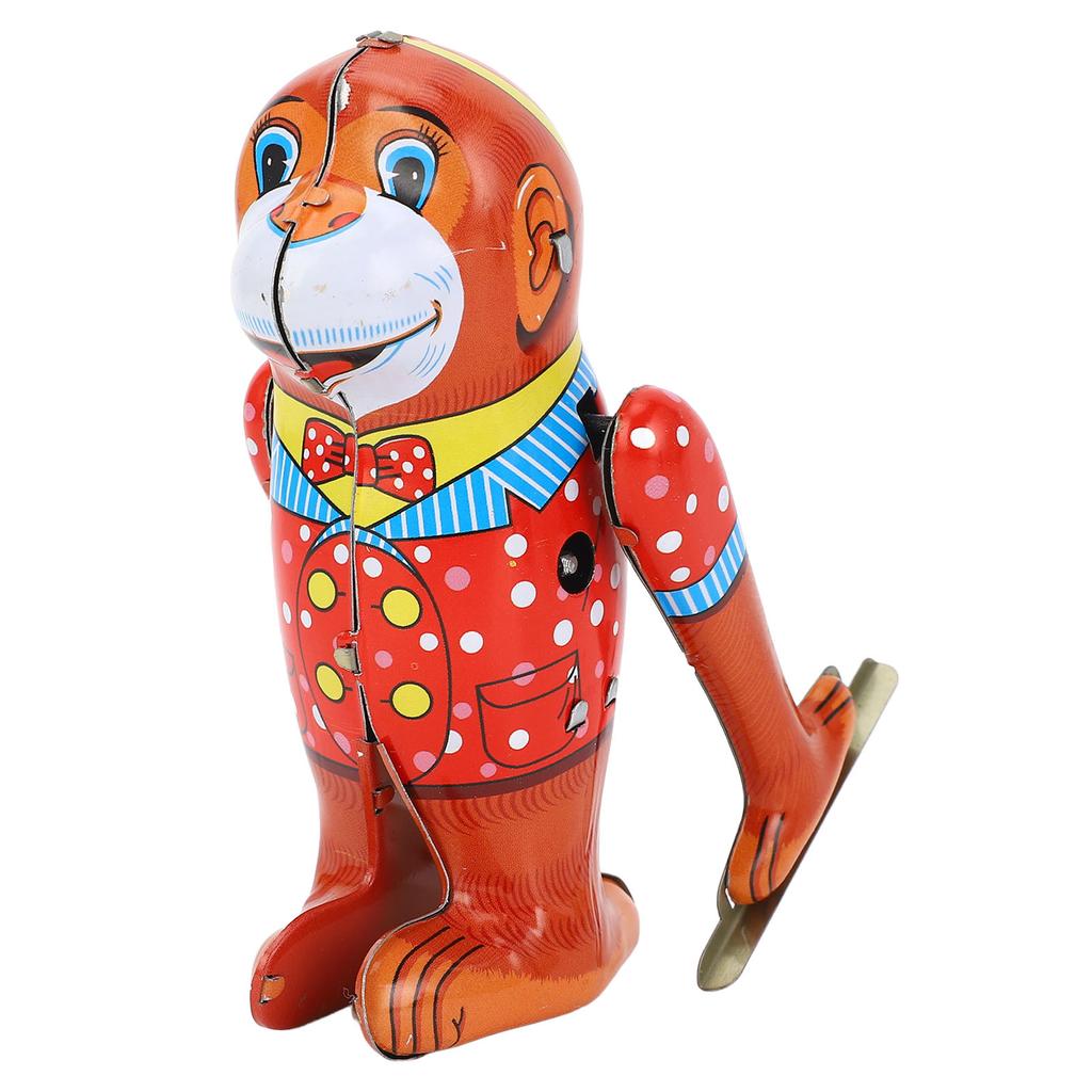 Retro Clockwork Tin Toy Handmade Fine Workmanship Wind Up Tumble Monkey for Collection Present